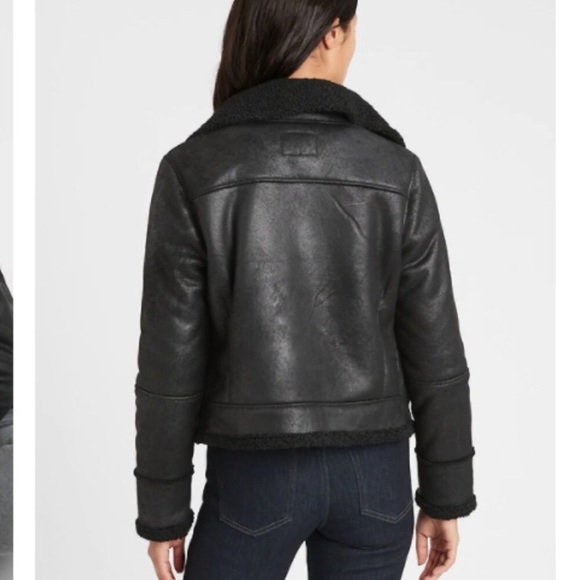 Banana Republic Black Faux Shearling Leather coat - Picture 4 of 8